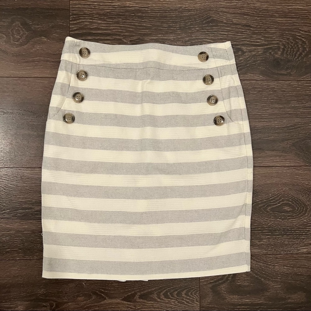 Loft Blue & White Striped Pencil Skirt, Size 2